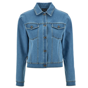 Fitted Denim Jacket - Front Chest Pockets - Light Rinse + Yellow Stitching