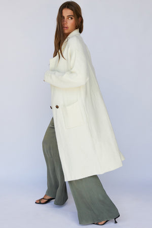 Jude Coat - Long Jacket With Side Pockets - White