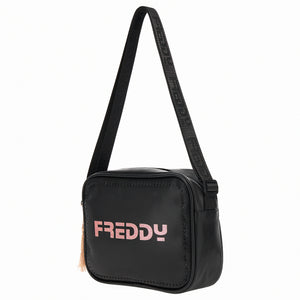 Freddy Faux Leather Cross Body Bag - Rhinestone Decorations - Black