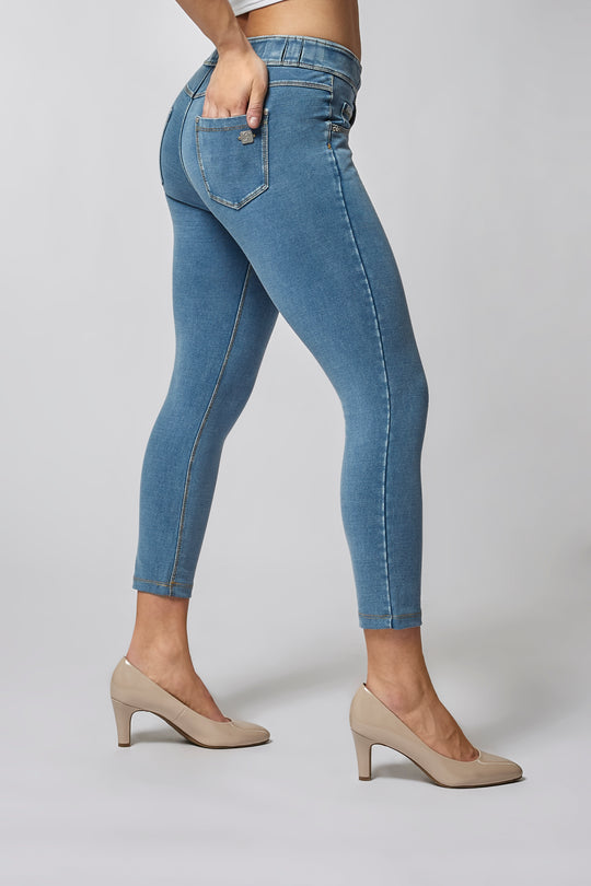 N.O.W® Denim - High Rise Ankle - Medium Rinse + Yellow Stitching