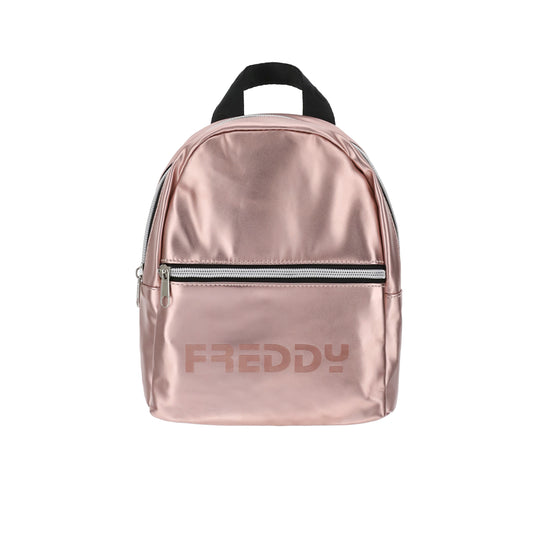 Metallic Mini Backpack - Front Pocket - Light Pink