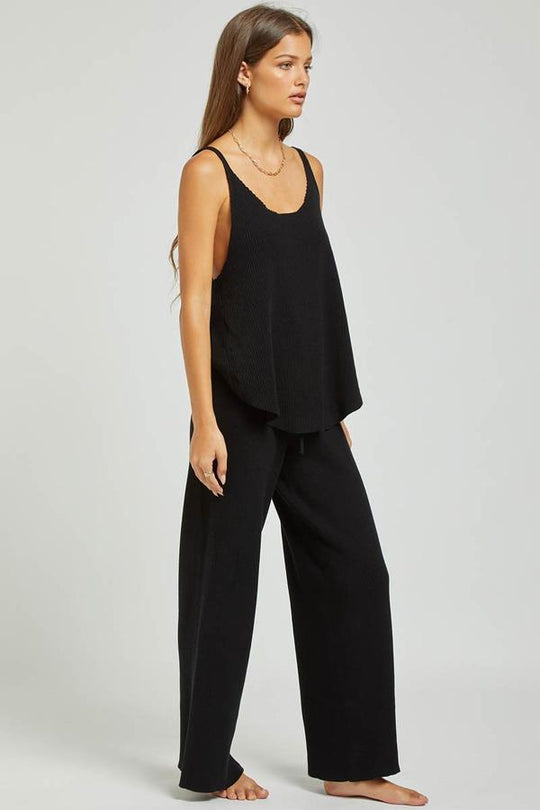 Goldie Rib-Knit Tank - Scoop Neck - Black