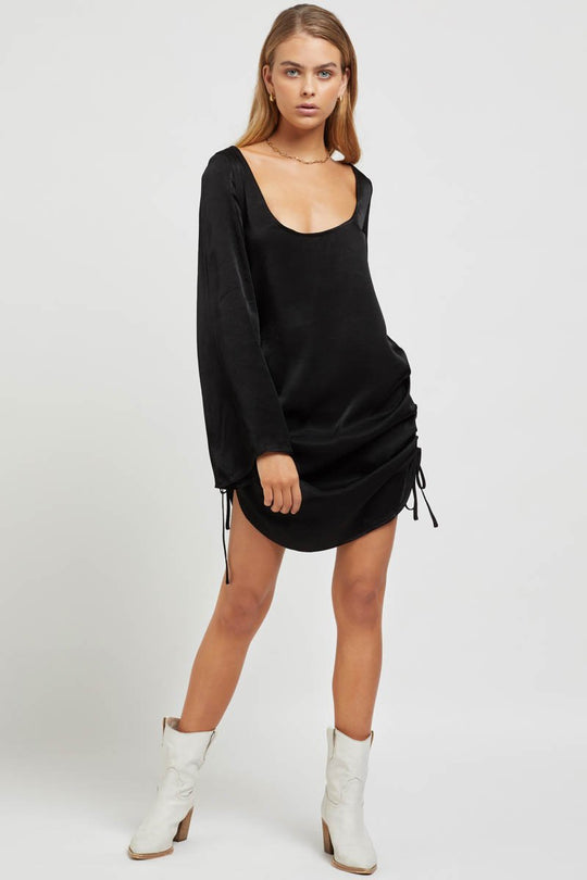 Rosalie Dress -  Long Sleeve Scoop Back - Black