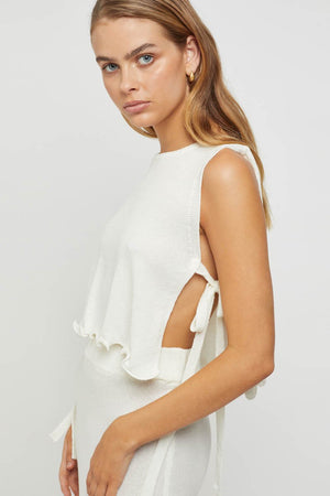 Primrose Knit Set - Crop Top + Maxi Skirt - White