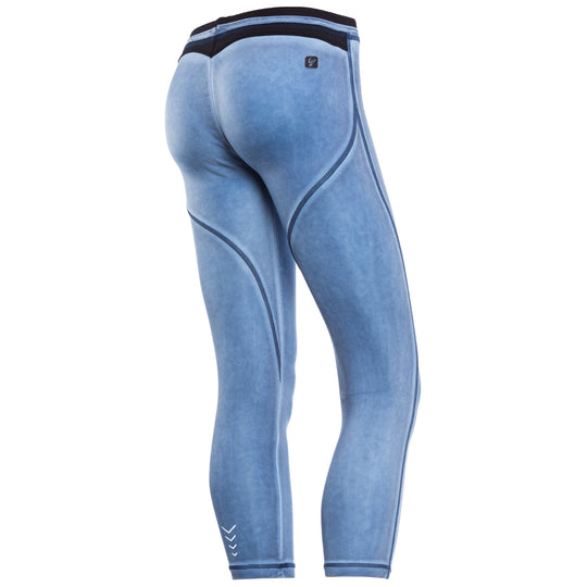 Freddy Garment Dyed Ankle Length Sport Pants - Blue
