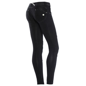 Freddy WR.UP® Suede Knee Patch Low Rise Skinny - Black Rinse