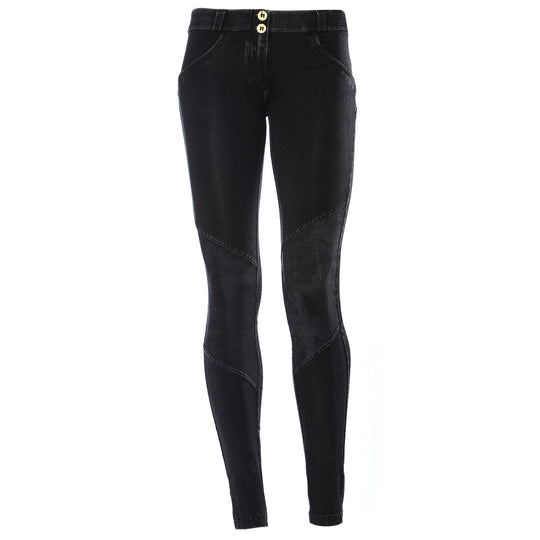 Freddy WR.UP® Suede Knee Patch Low Rise Skinny - Black Rinse