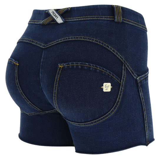 WR.UP® Denim Shorts - Classic Rise - Dark Rinse & Yellow Stitching