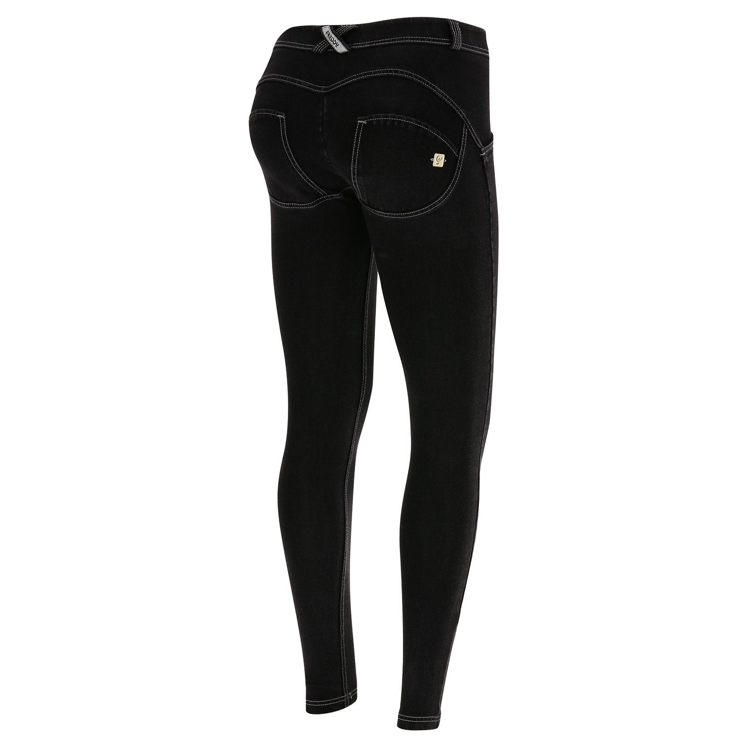 Freddy WR.UP® Denim Regular Rise Super Skinny - Black Rinse + White Stitching