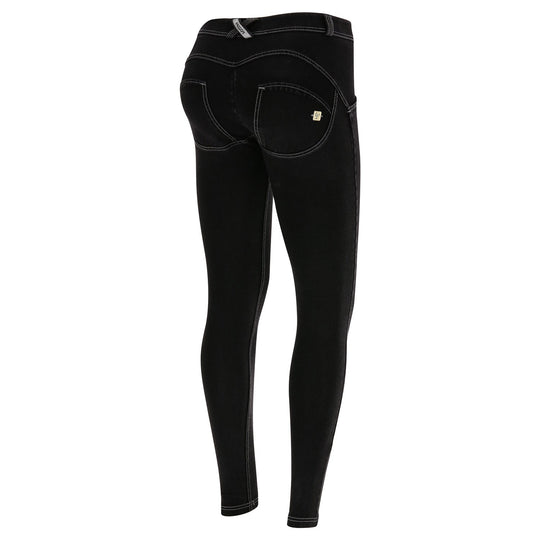 Freddy WR.UP® Denim Regular Rise Super Skinny - Black Rinse + White Stitching