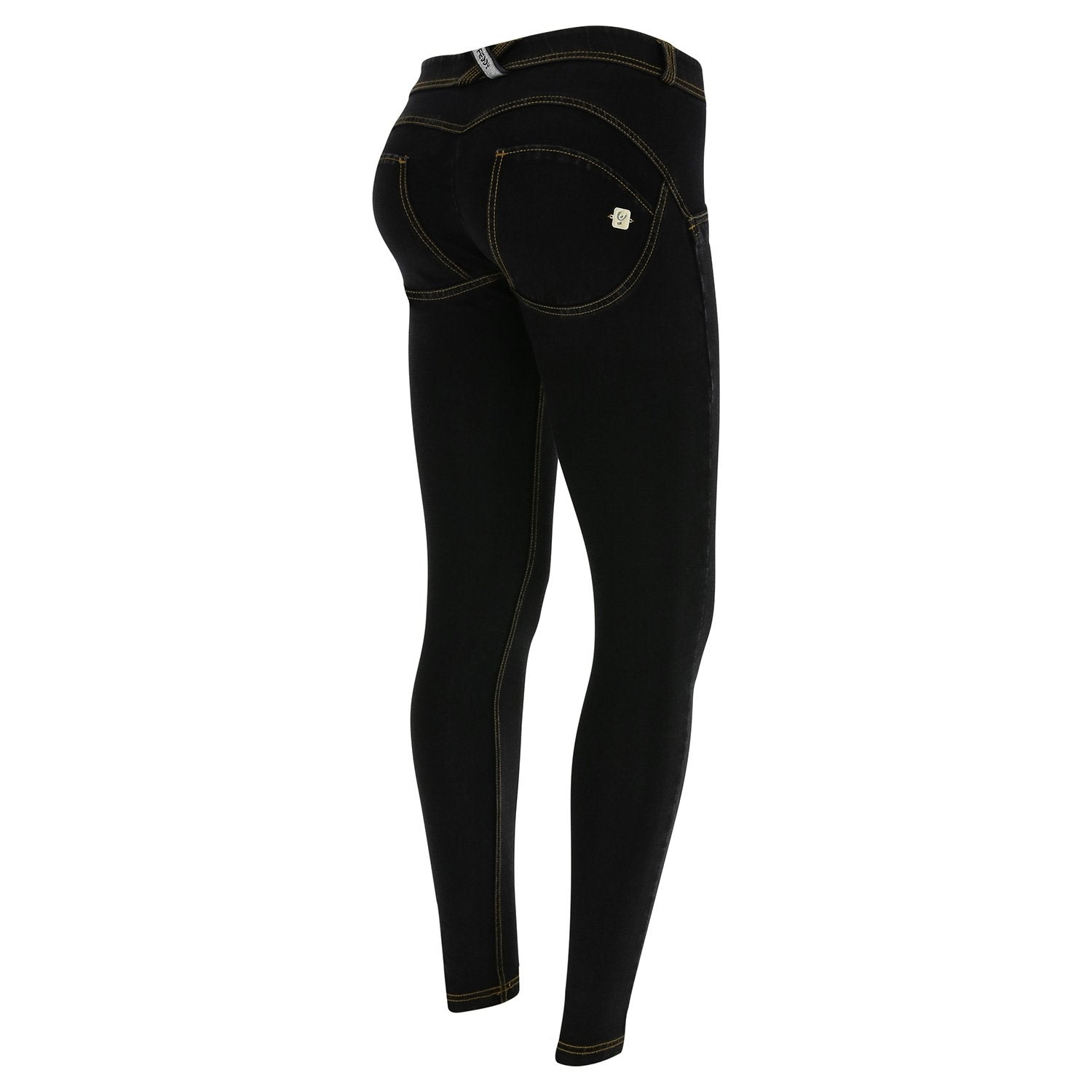 Freddy WR.UP® Denim Regular Rise Super Skinny - Black Rinse + Yellow Stitching