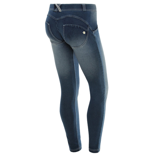 Freddy WR.UP® Whiskering Denim Regular Rise Skinny - Dark Rinse + White Stitching
