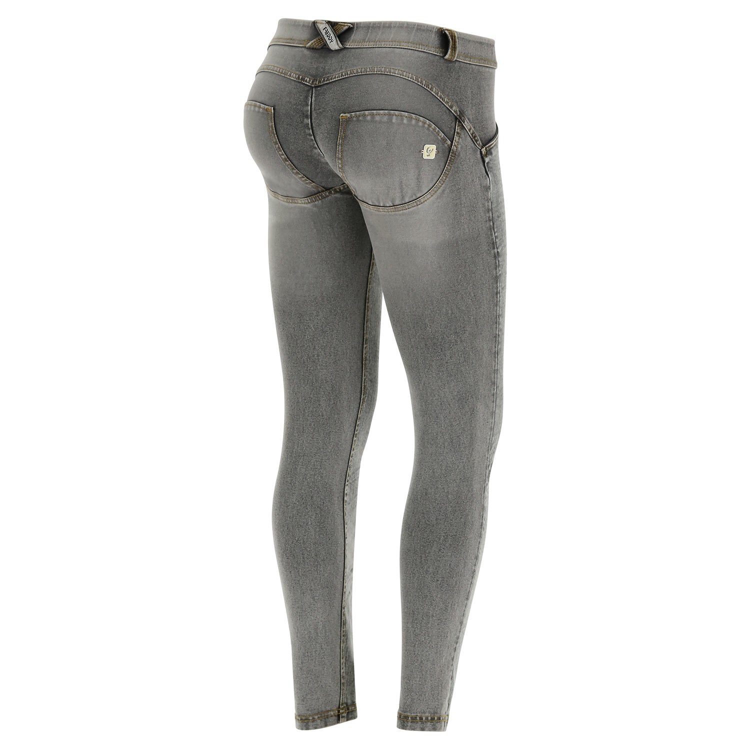 Freddy WR.UP® Whiskering Denim Regular Rise Skinny - Grey Rinse +Yellow Stitching