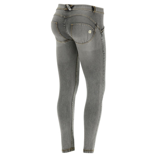 Freddy WR.UP® Whiskering Denim Regular Rise Skinny - Grey Rinse +Yellow Stitching