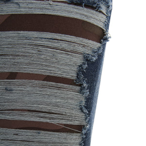Freddy WR.UP® Distressed Denim Camo Detail Regular Rise Skinny - Dark Rinse + Yellow Stitching