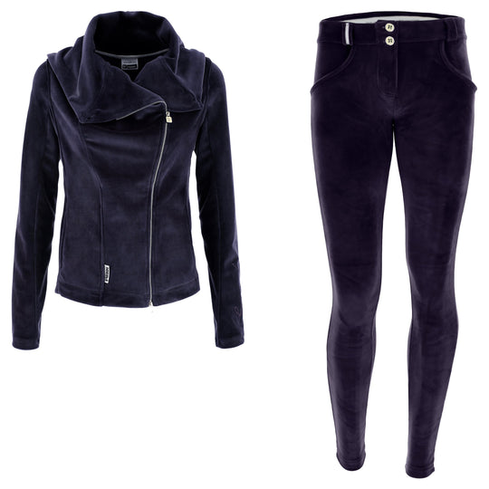 Freddy Velvet Zip Asymmetrical Track Jacket + WR.UP® Pant - Blue