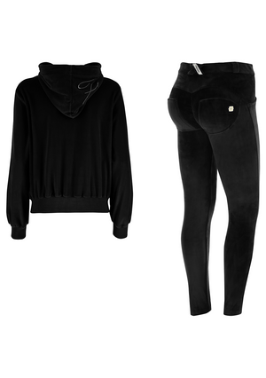 WR.UP® Tracksuit Set - Velvet Hood Jacket with Pant - Black