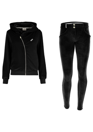WR.UP® Tracksuit Set - Velvet Hood Jacket with Pant - Black
