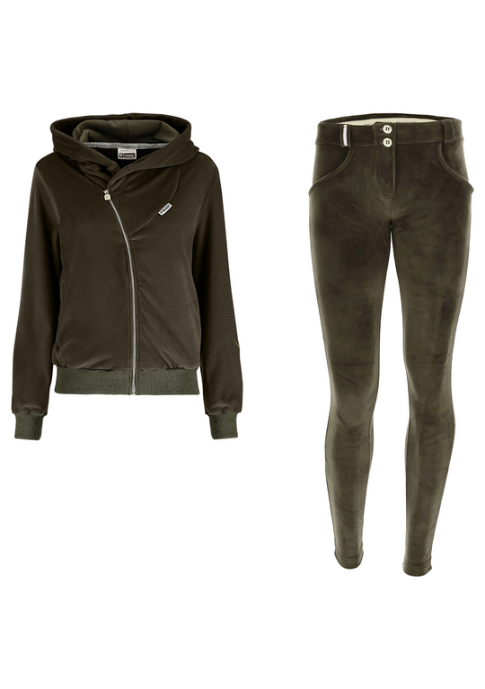 WR.UP® Tracksuit Set - Velvet Hood Jacket with Pant - Army