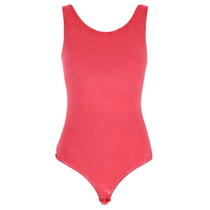Knit Bodysuit - Sleeveless Open Back - Red