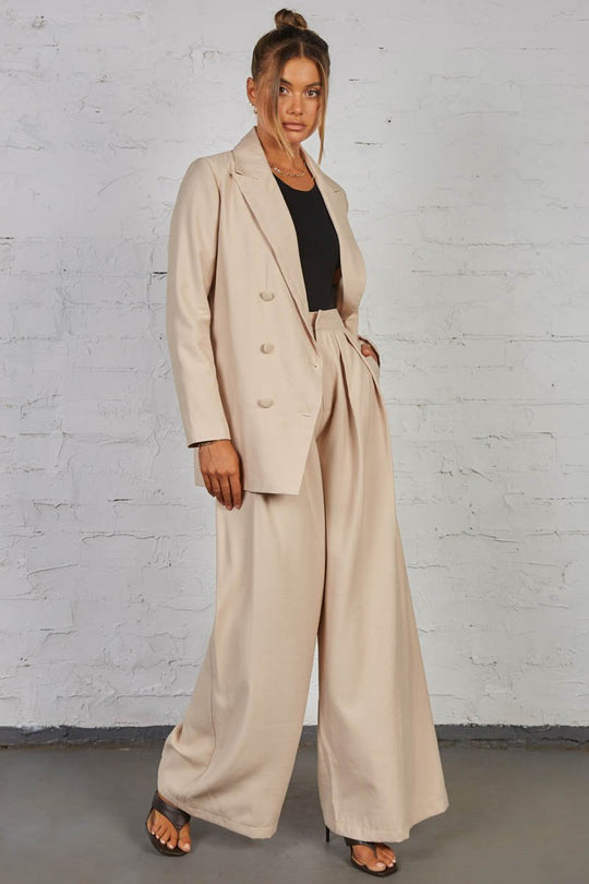 Hills Pant - High Rise Wide Leg - Sand