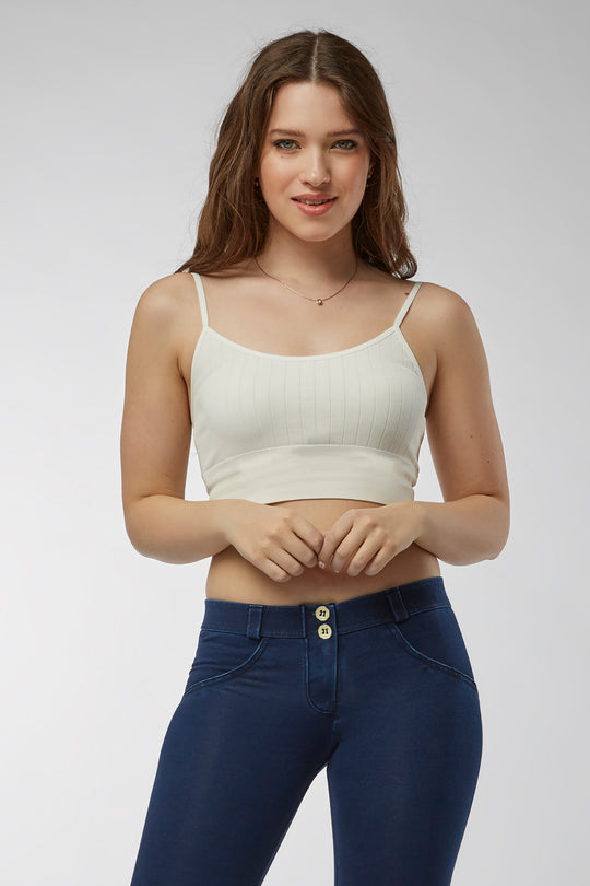 Freddy Ribbed Tank Top - Crop Top - Cream