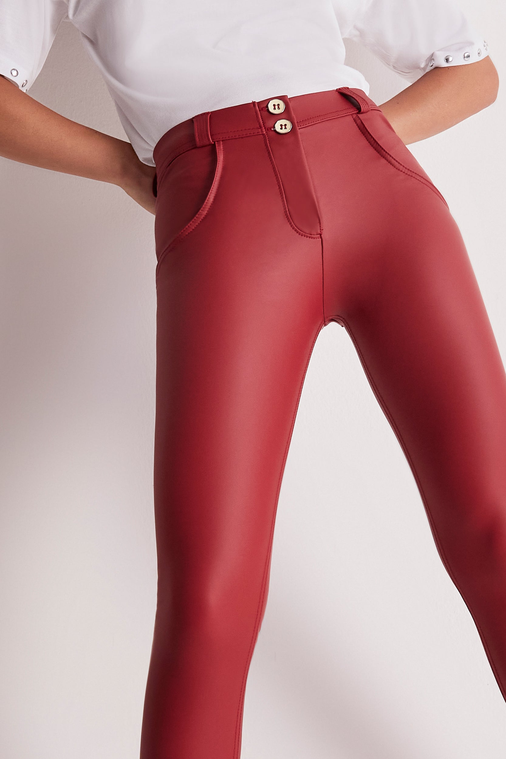 WR.UP® Faux Leather - High Waisted - Full Length - Red