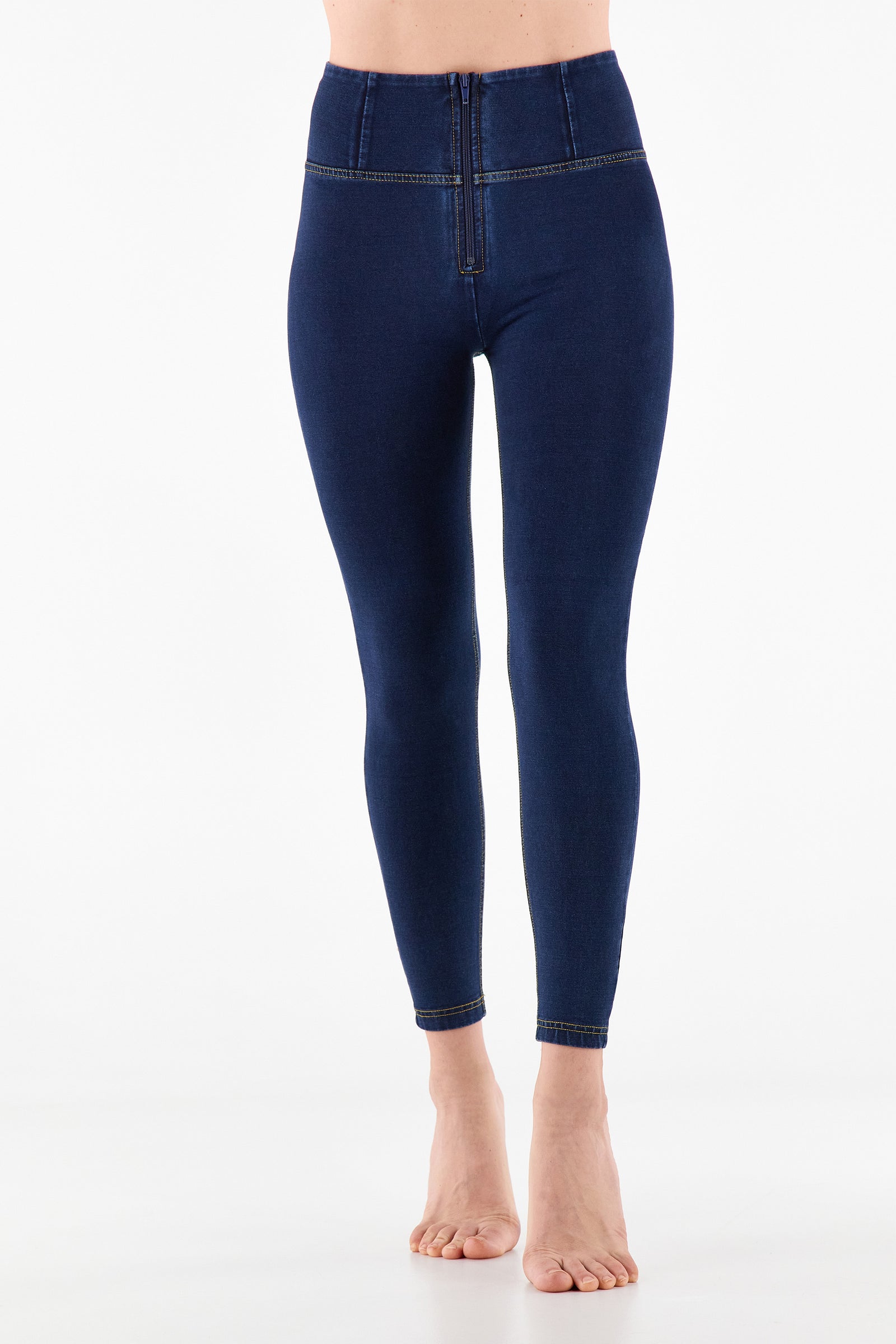 WR.UP® Denim - High Rise Ankle - Dark Rinse + Yellow Stitching