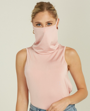 Turtle-Neck Tank - Mask Feature - Pink