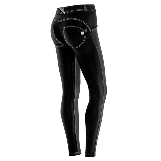 Freddy WR.UP® Denim Regular Rise Skinny - Black Rinse + White Stitching