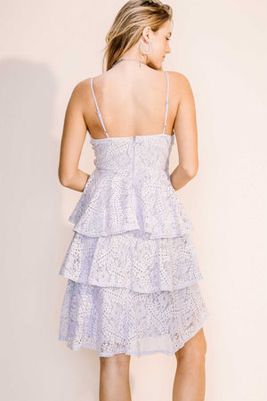 Strappy Lace Dress - Layered Skirt - Lilac