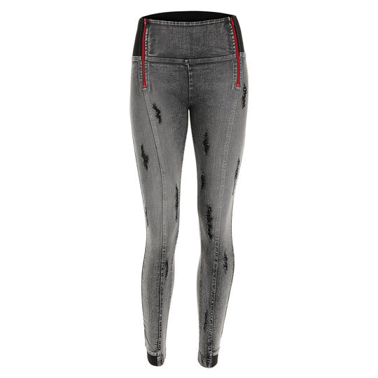 Freddy WR.UP® Stonewashed Denim High Rise Contrast Zip - Grey