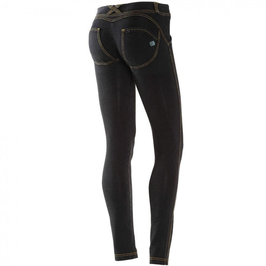 Freddy WR.UP® Denim Low Rise Skinny - Black Rinse + Yellow Stitching