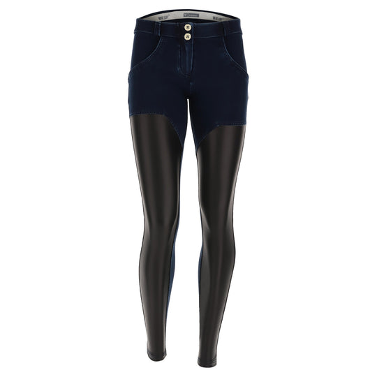 Freddy WR.UP® Denim Front Leather Detail Regular Rise Skinny - Dark Rinse