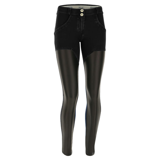 Freddy WR.UP® Denim Front Leather Detail Regular Rise Skinny - Black Rinse